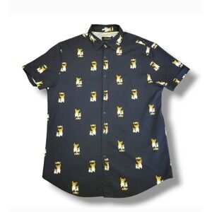 Denim & Flower Ricky Singh "DAD" Black Shortsleeve Button Up Size Small Large